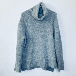 Lulus Grey Cowl Neck Soft Fuzzy Drop Shoulder Cozy Knit Sweater Small